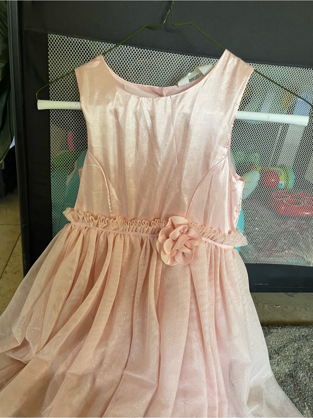 H&M Pale Pink Shimmer Flower Waist Tulle Dress